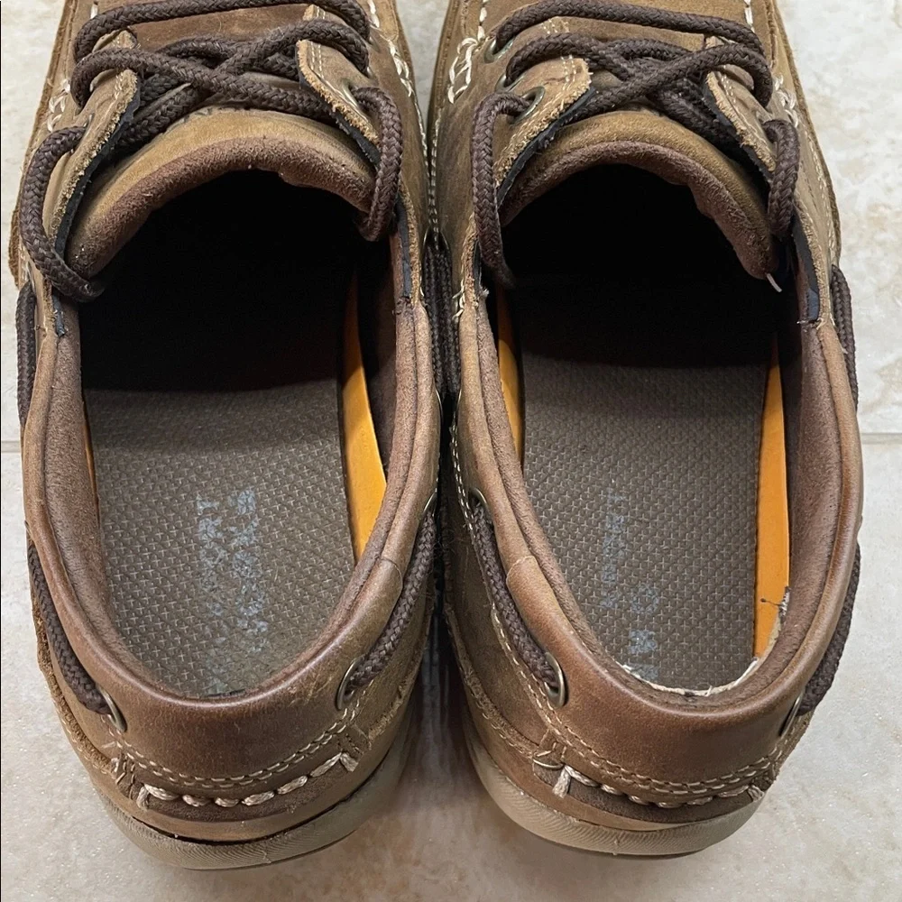 Rockport Shoes Size 9 M Brown Leather Lace Up Moc Toe Slip Resistant Works